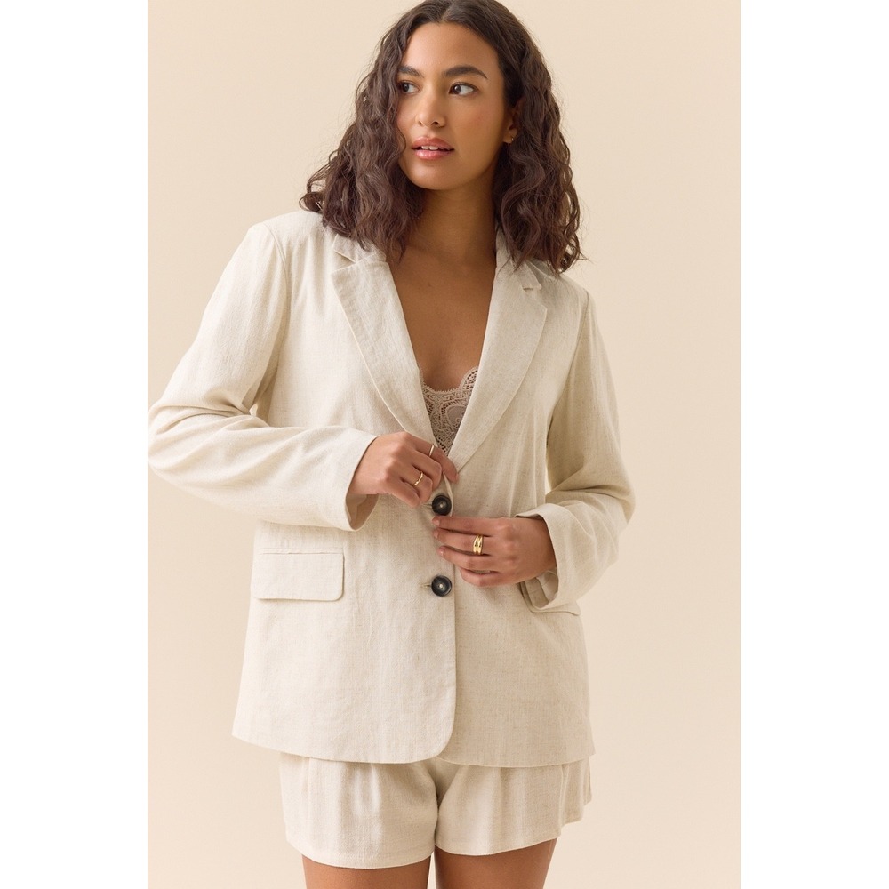 Altar'd State Natural Linen Blend Two Button Blazer Jacket Size XL NWT